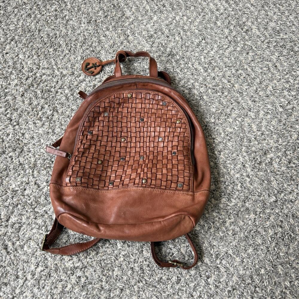 Harbour 2nd Cognac Brown Genuine Leather Woven Women's Backpack